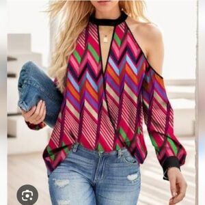 Izuria Vibrant Multicolor Chevron Women's Top